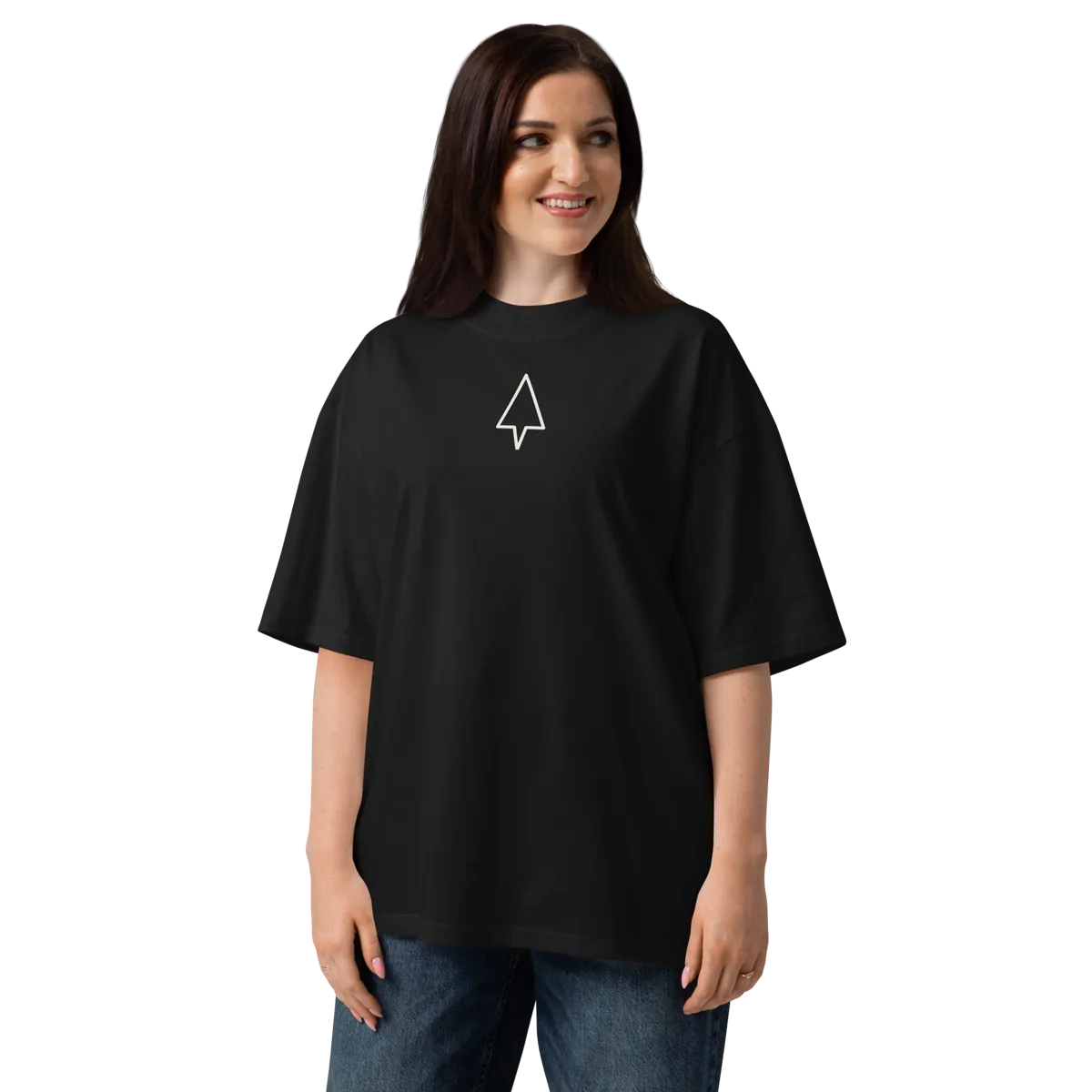 Modella con t-shirt Lancia nera